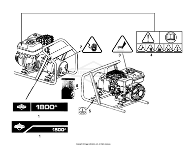 Decals (038017) Diagram and Parts List for 038017-01  Briggs and Stratton Generator